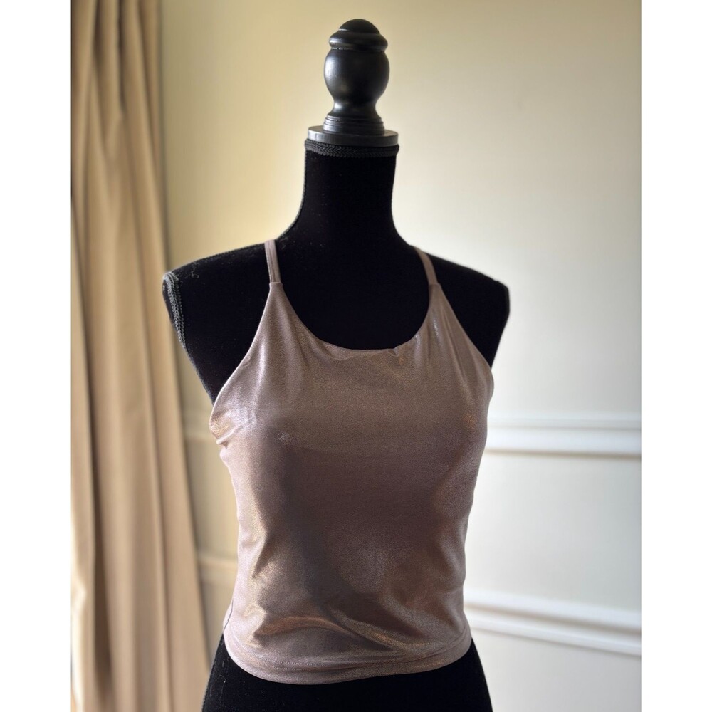 Old Navy Active Powersoft Metallic Sports Built In Bra Light Support Womens L